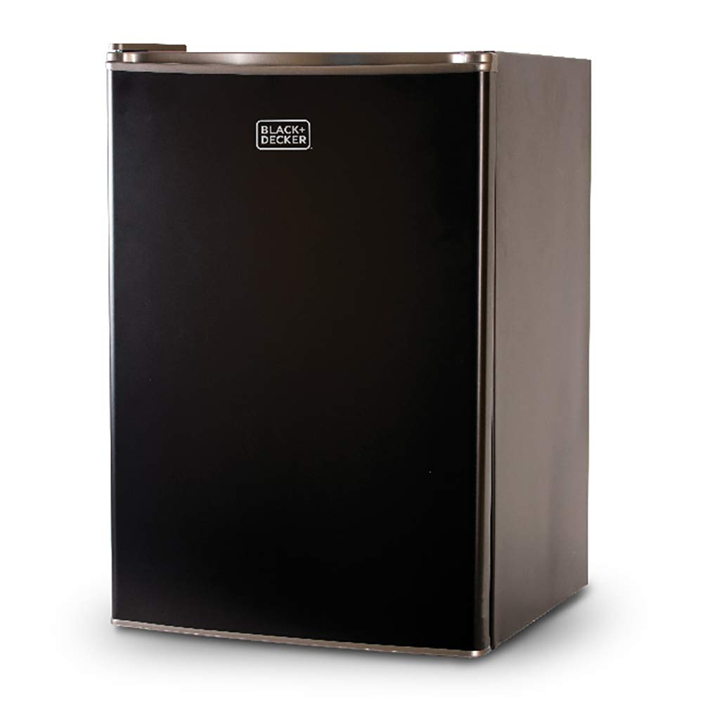 Compact Single Door Mini Fridge with Freezer, 2.5 Cubic Feet, Black & Single Serve K-Cup Pod Coffee Maker, Black R69740