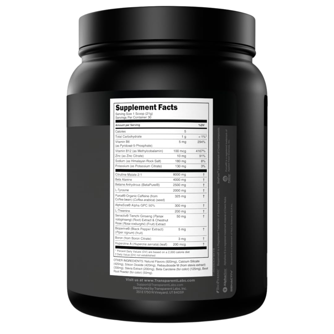 Sugar Free Pre Workout with Beta Alanine, Citrulline Malate & Caffeine, 30 Servings F5267