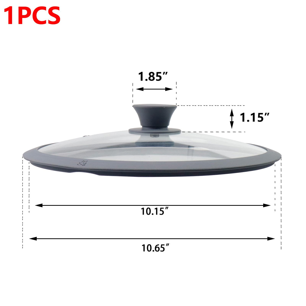 10.5" Round Tempered Glass Lid with Silicone Rim N419
