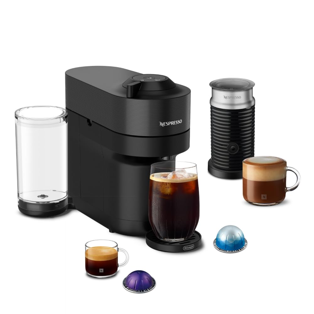 Liquorice Black Coffee Machine with Milk Frother I1533