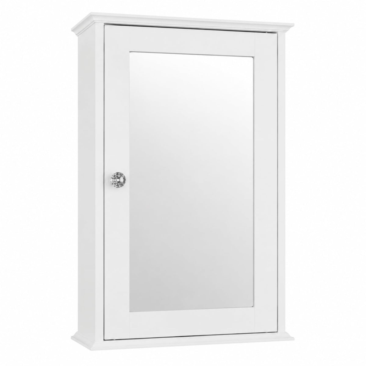 White Mirrored Medicine Cabinet with Single Door and 2 Adjustable Shelves L647