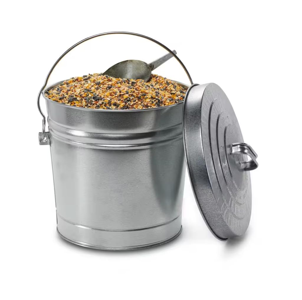 6 Gallon Galvanized Steel Round Trash Can with Locking Lid E46307