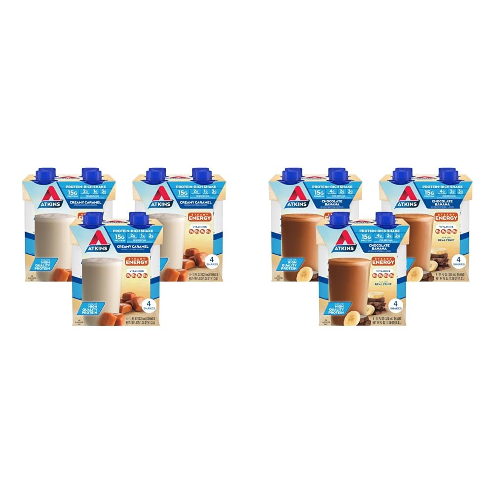 Creamy Caramel Protein Shake 4 Count and Chocolate Banana Protein Shake 12 Count L602664