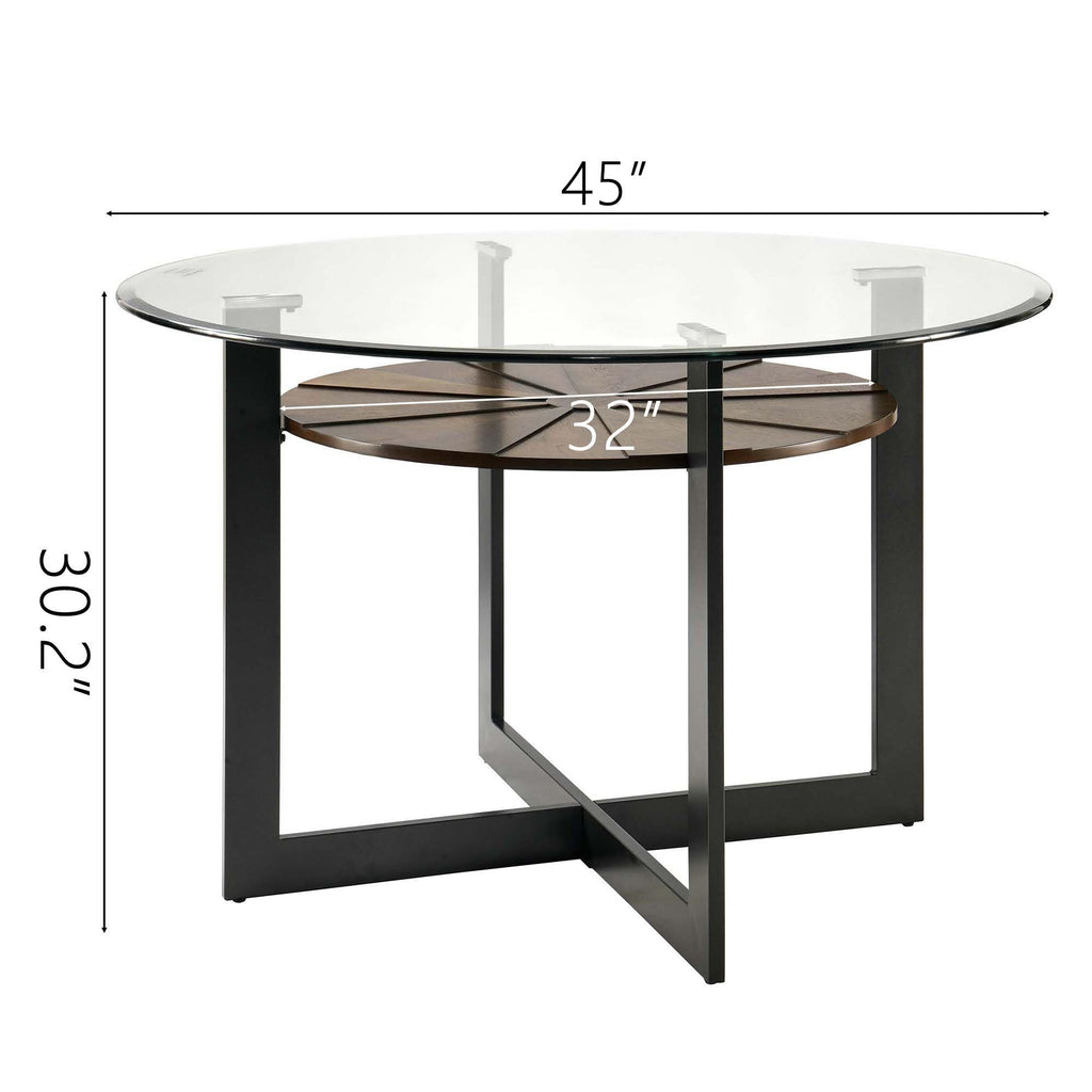 45 inch Round Glass Dining Table Set for 4 with Chairs I41644