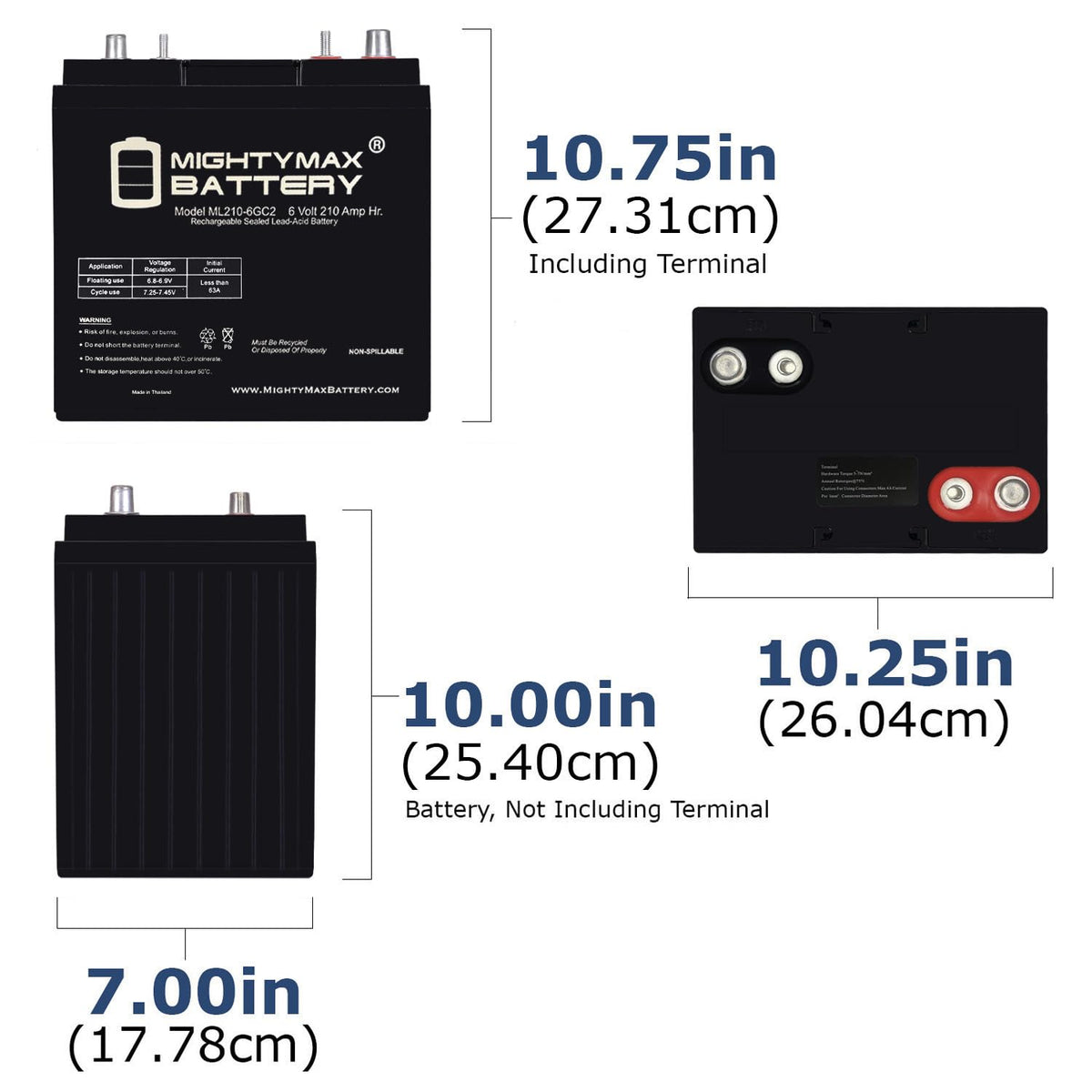 6V 210AH Dual Terminal SLA Replacement Battery 4 Pack O87693