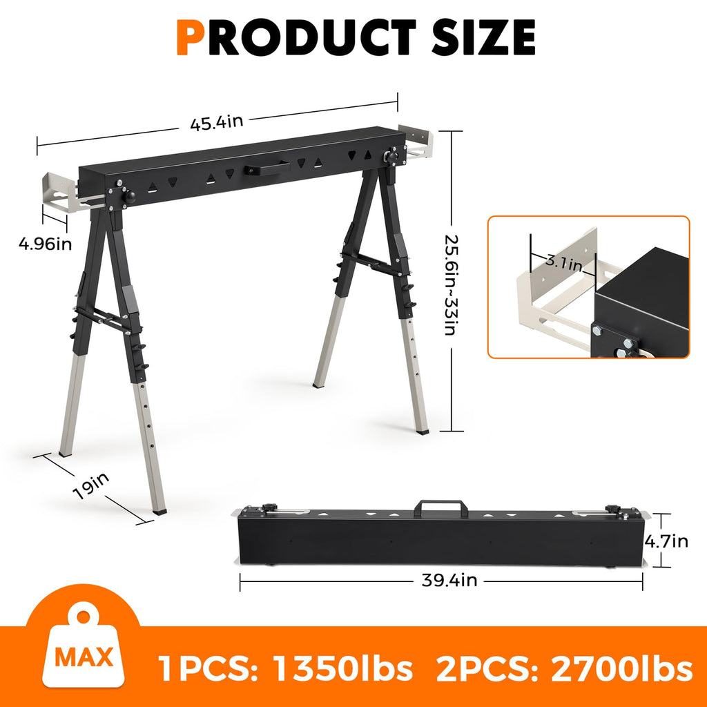 Heavy Duty Folding Sawhorse 2 Pack T6276