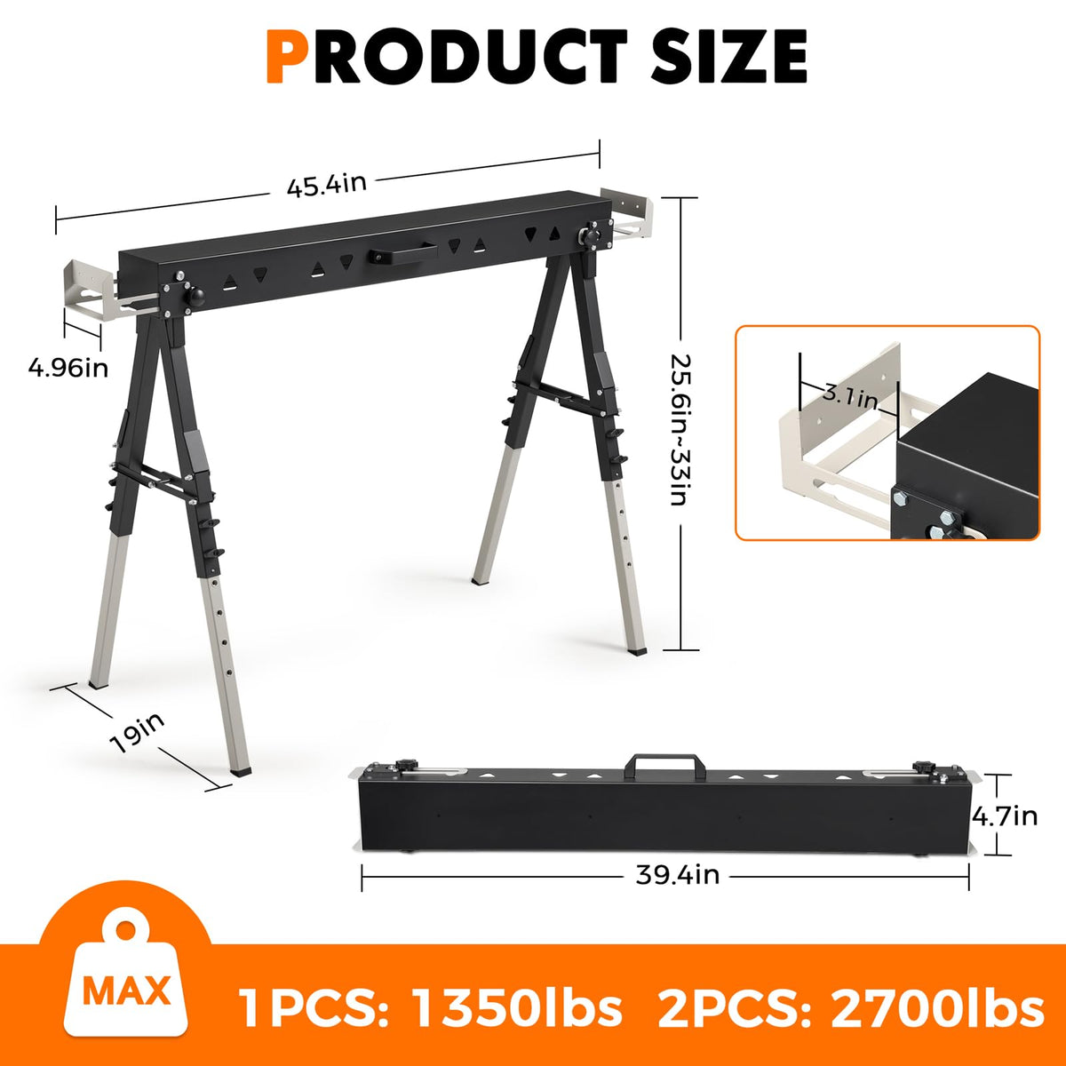 Heavy Duty Folding Sawhorse 2 Pack T6276