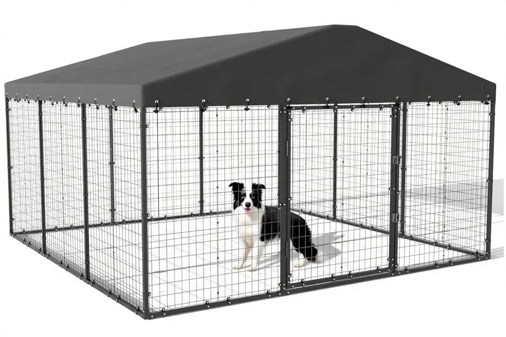10x10x6 FT Galvanized Steel Dog Kennel with Roof P3376