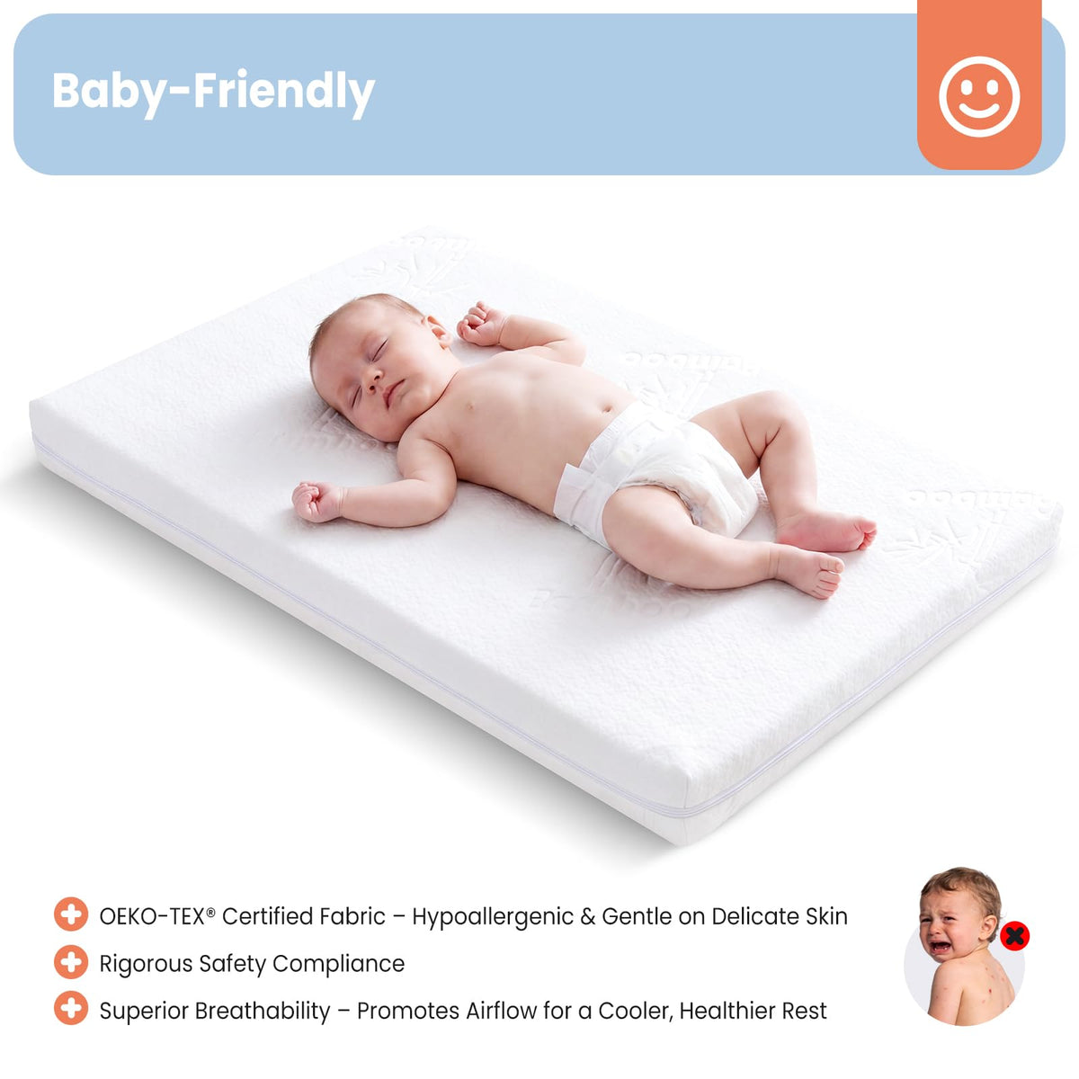 2" Thick Dual Sided Gel Memory Foam Bassinet Mattress M372450