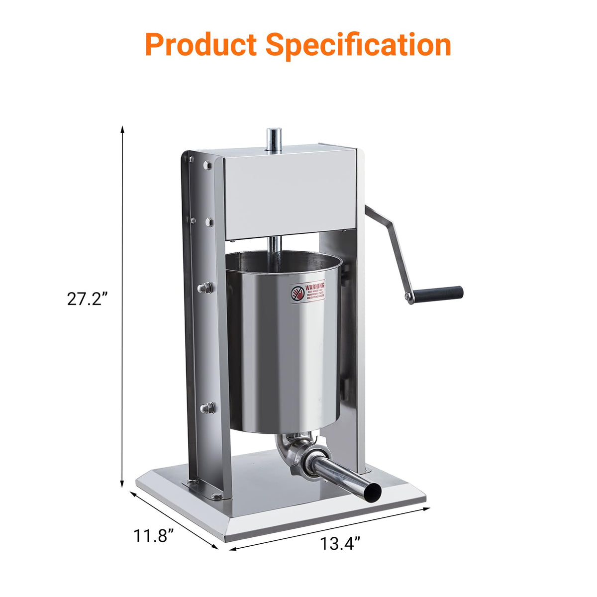 Manual 11LBS Stainless Steel Sausage Stuffer with 5 Stuffing Tubes E39286