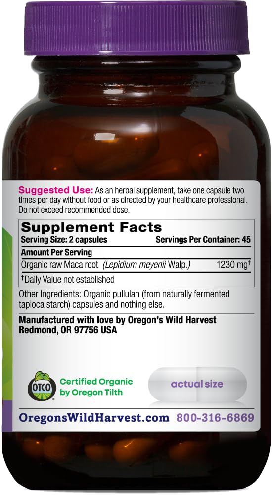 Organic Maca Root Herbal Supplement, 90 Count X905