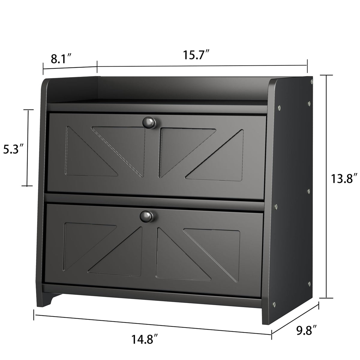 Black Double Layer Wooden Bread Box Y461863