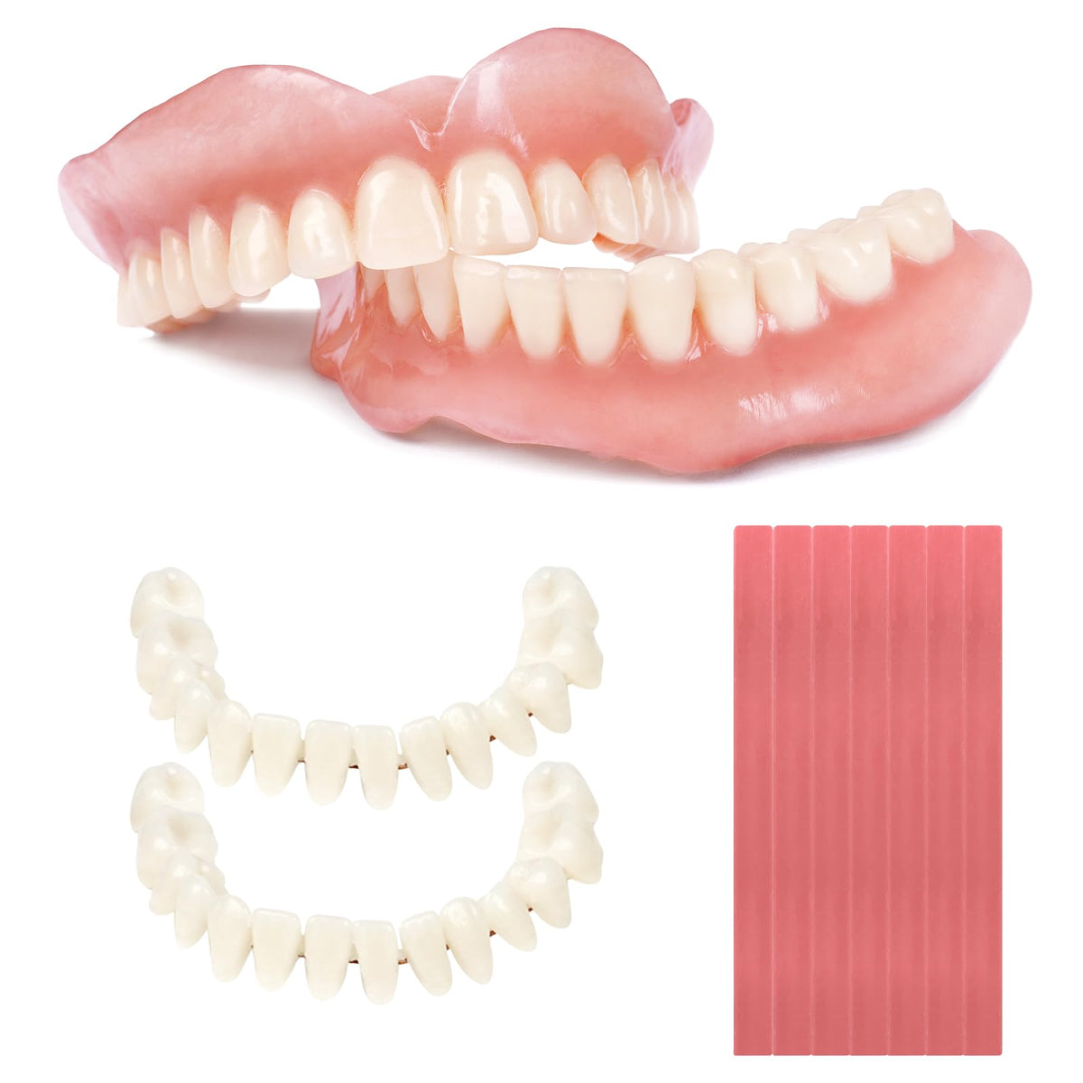 DIY Denture Kit Full Set Top & Bottom Fake Teeth D555