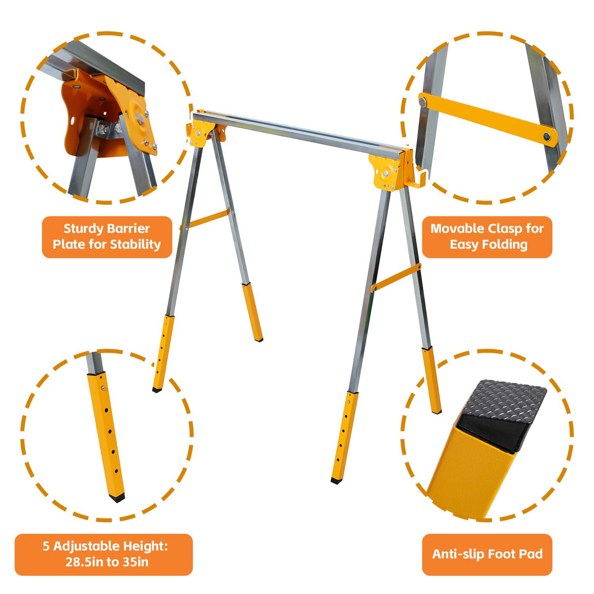 Adjustable Folding Steel Sawhorse 2 Pack P449561