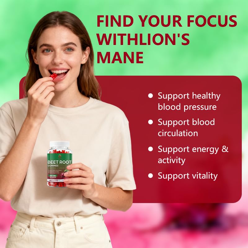 Beet Root Gummies 60 Chews Vegan Non-GMO Gluten Free Supplement D310