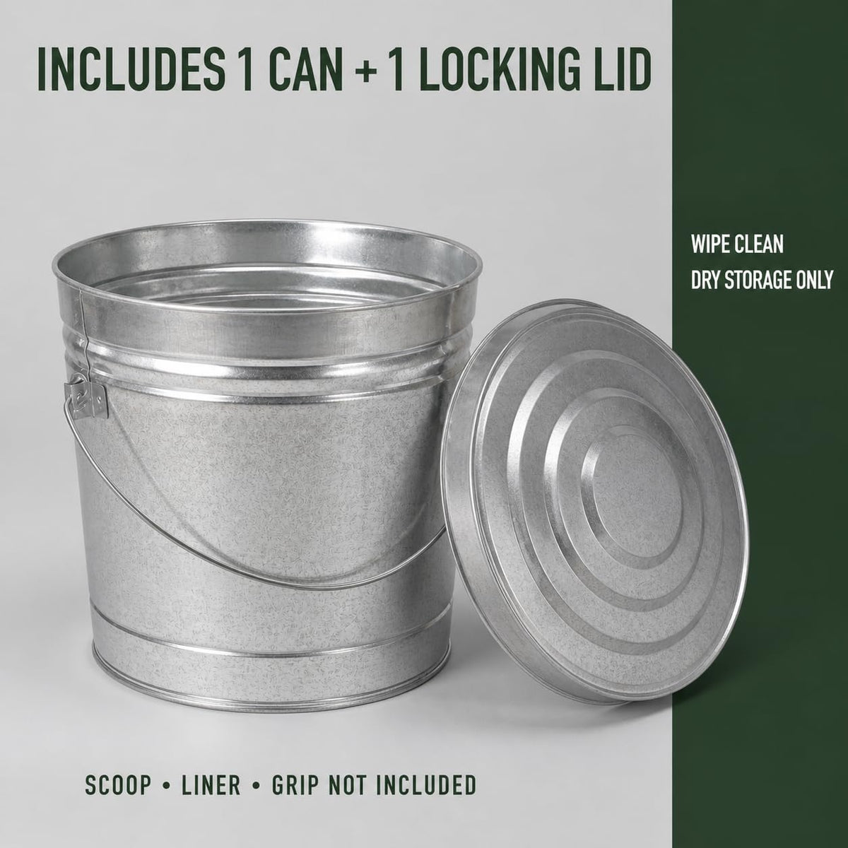 6 Gallon Galvanized Steel Can with Locking Lid I1265