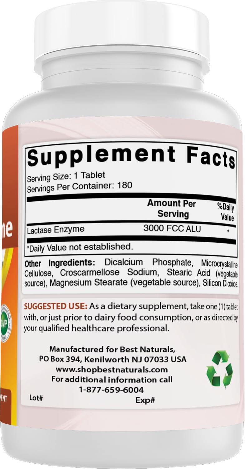 Fast Acting Lactase Enzyme Tablet 3000 Fcc 180 Count P223322