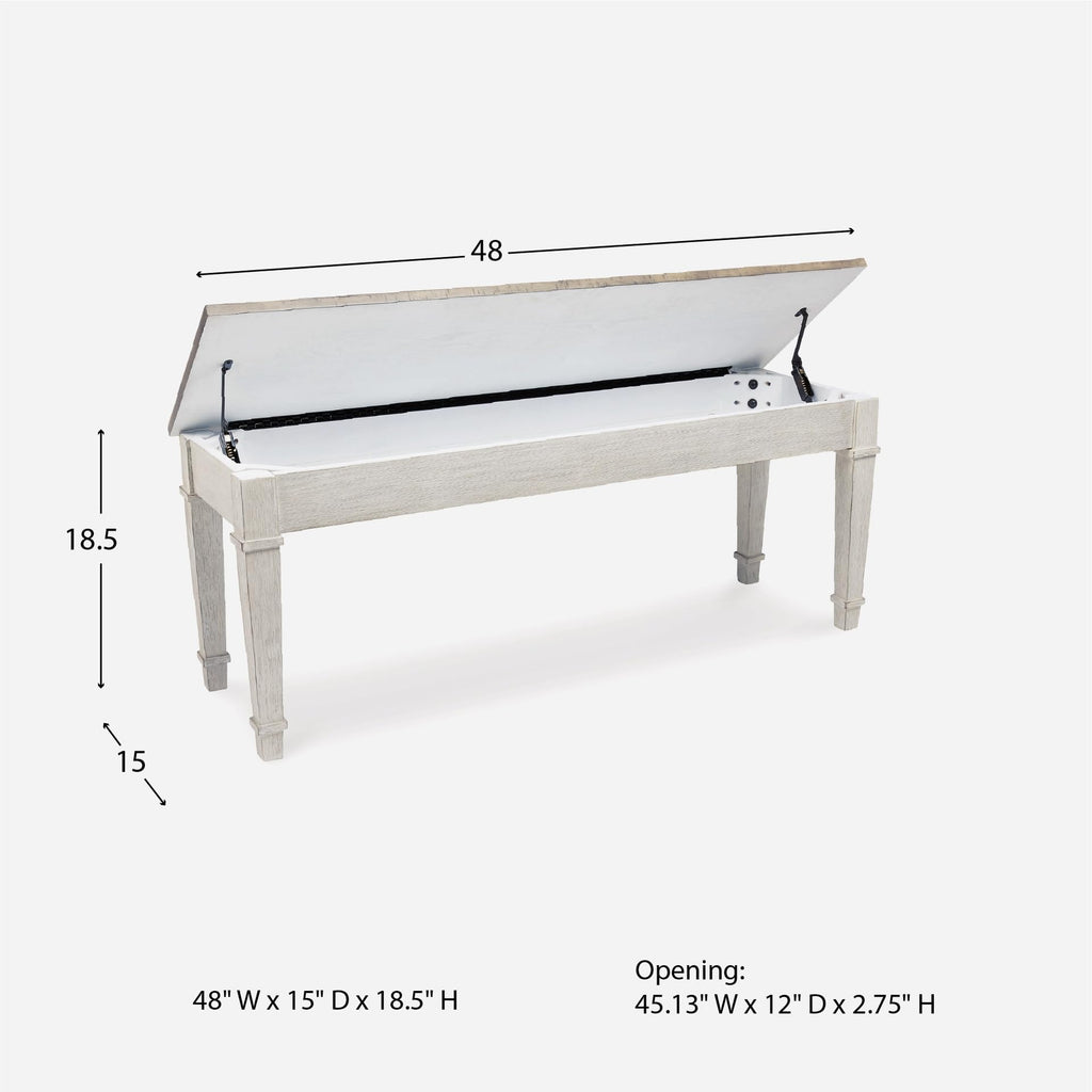 White Light Brown Wood Storage Bench V826