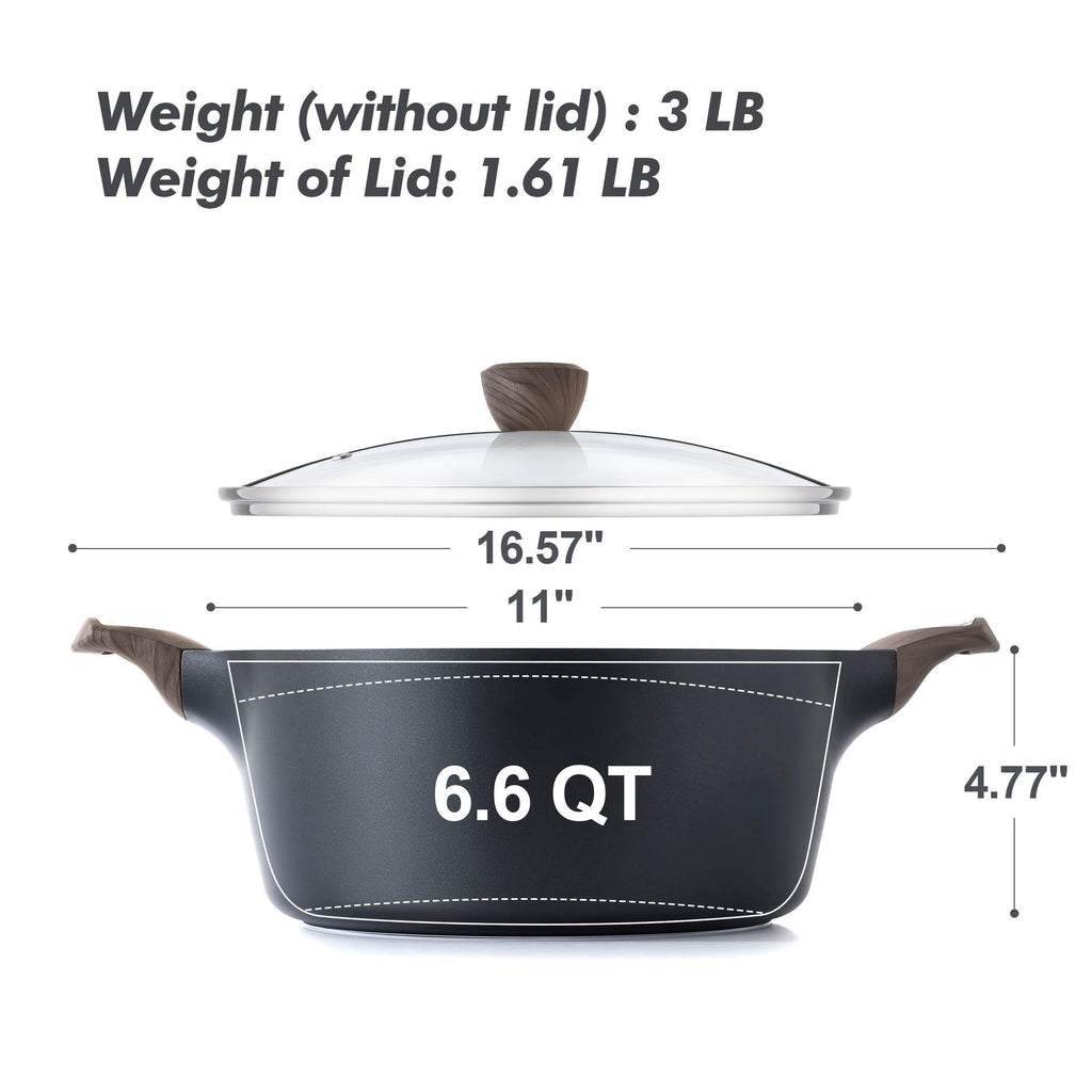Nonstick Stock Pot with Lid 6.6 QT Black S77150