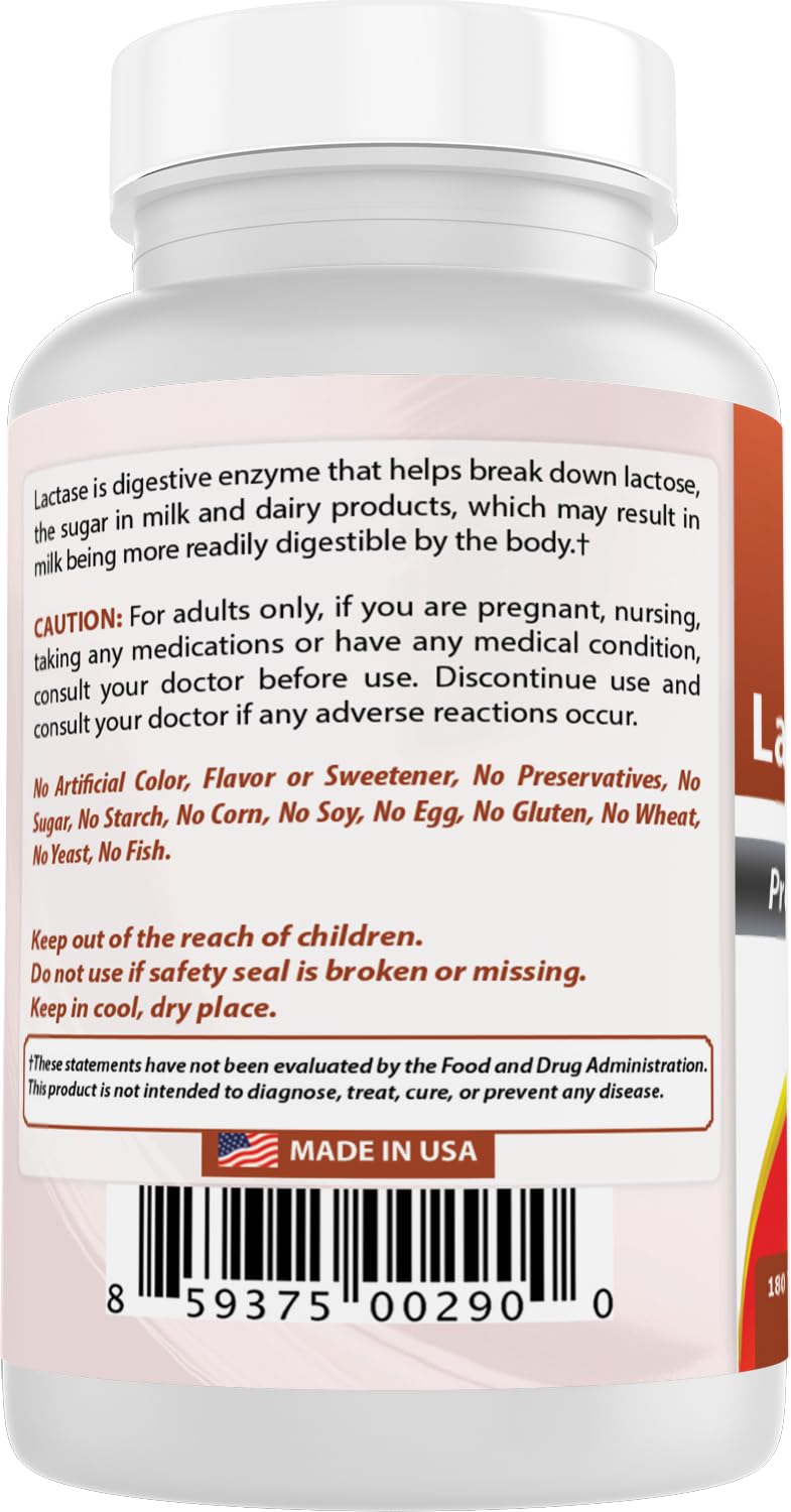 Fast Acting Lactase Enzyme Tablet 3000 Fcc 180 Count P223322