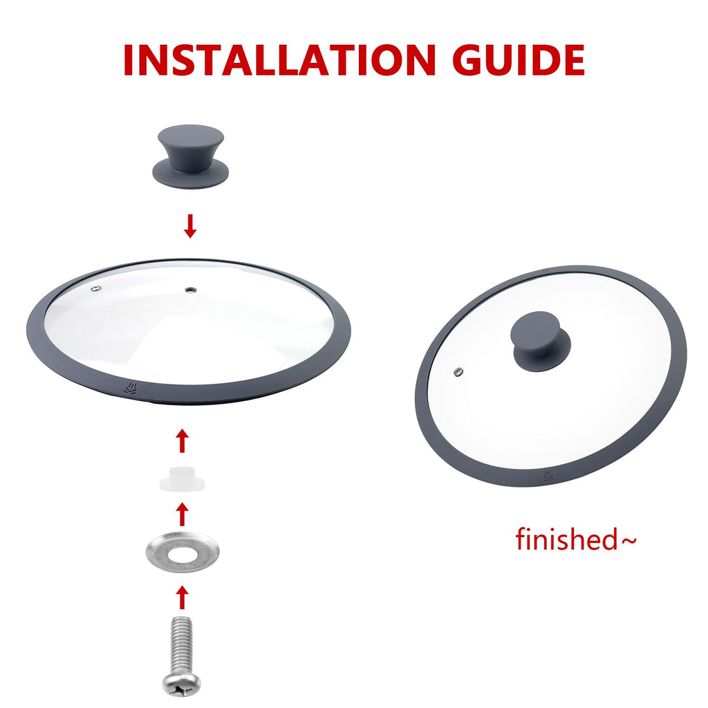 10.5" Round Tempered Glass Lid with Silicone Rim N419