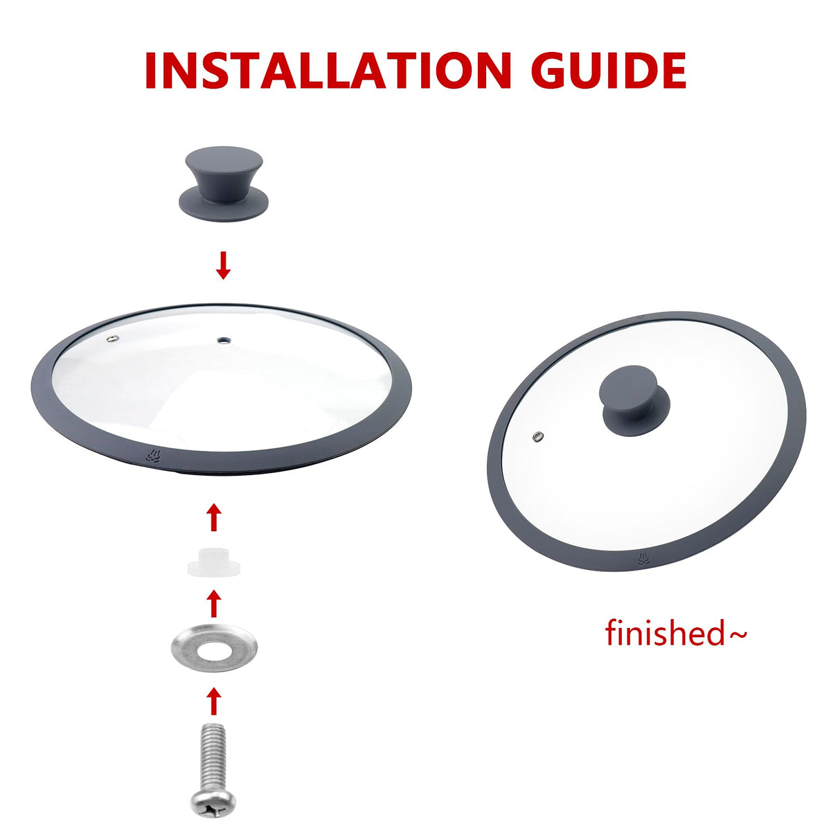 10.5" Round Tempered Glass Lid with Silicone Rim N419