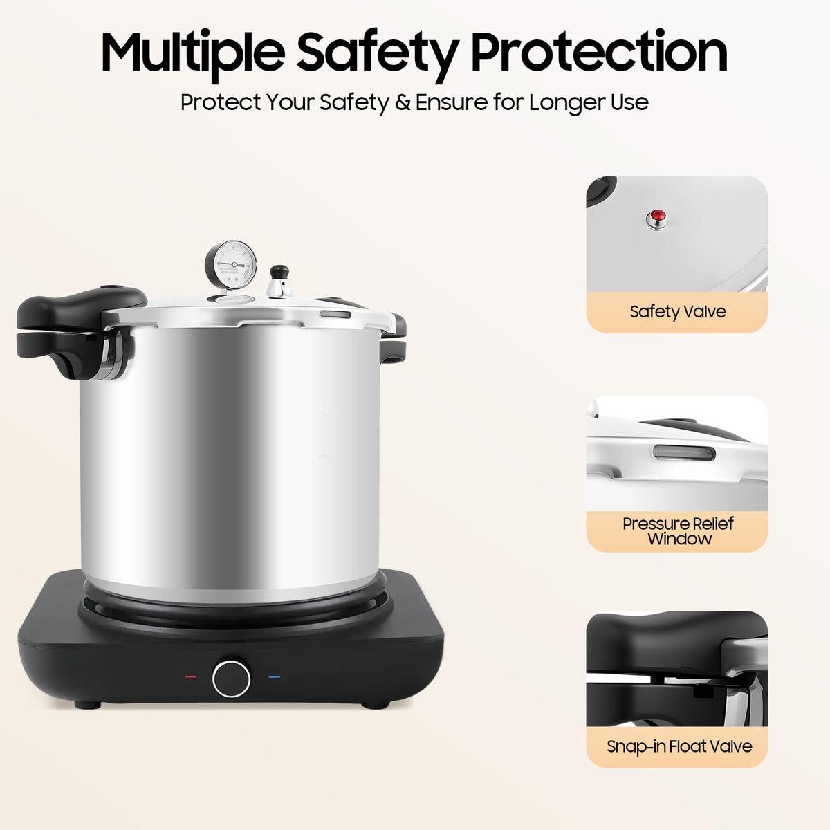 23 Quart Aluminum Pressure Cooker with Pressure Gauge & Release Valve K489877