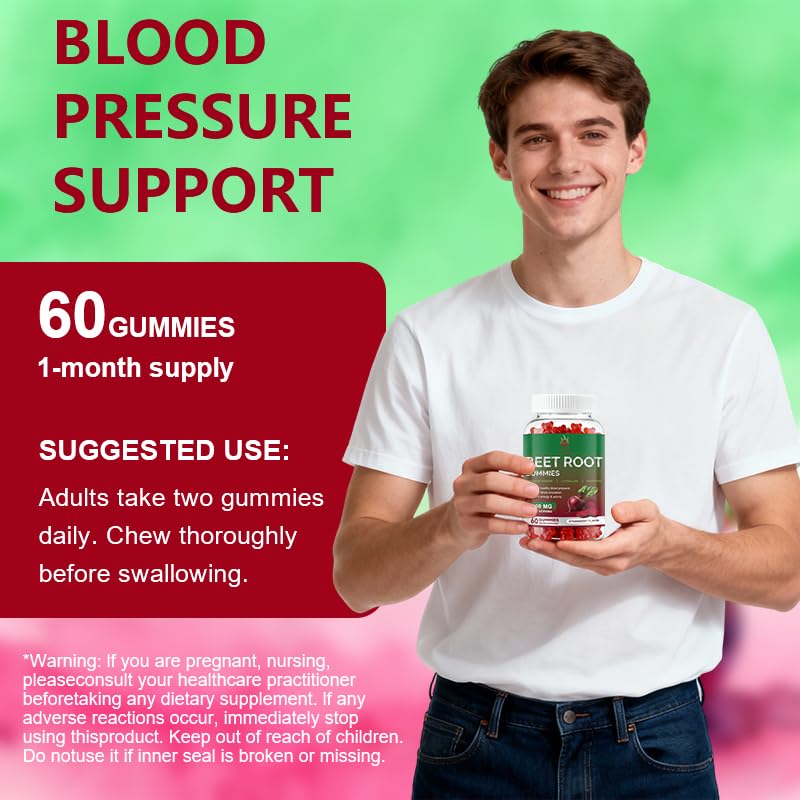 Beet Root Gummies 60 Chews Vegan Non-GMO Gluten Free Supplement D310