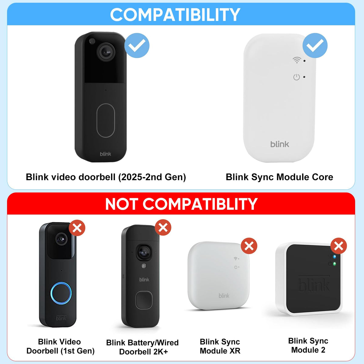 Door Mount for Blink Video Doorbell with Outlet Wall Mount H3725