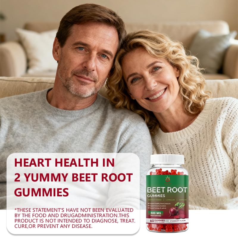 Beet Root Gummies 60 Chews Vegan Non-GMO Gluten Free Supplement D310