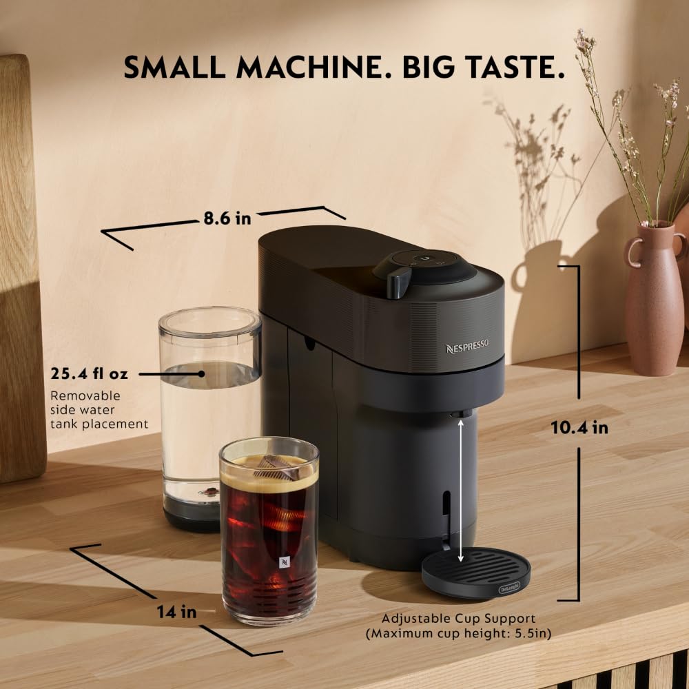 Liquorice Black Coffee Machine with Milk Frother I1533