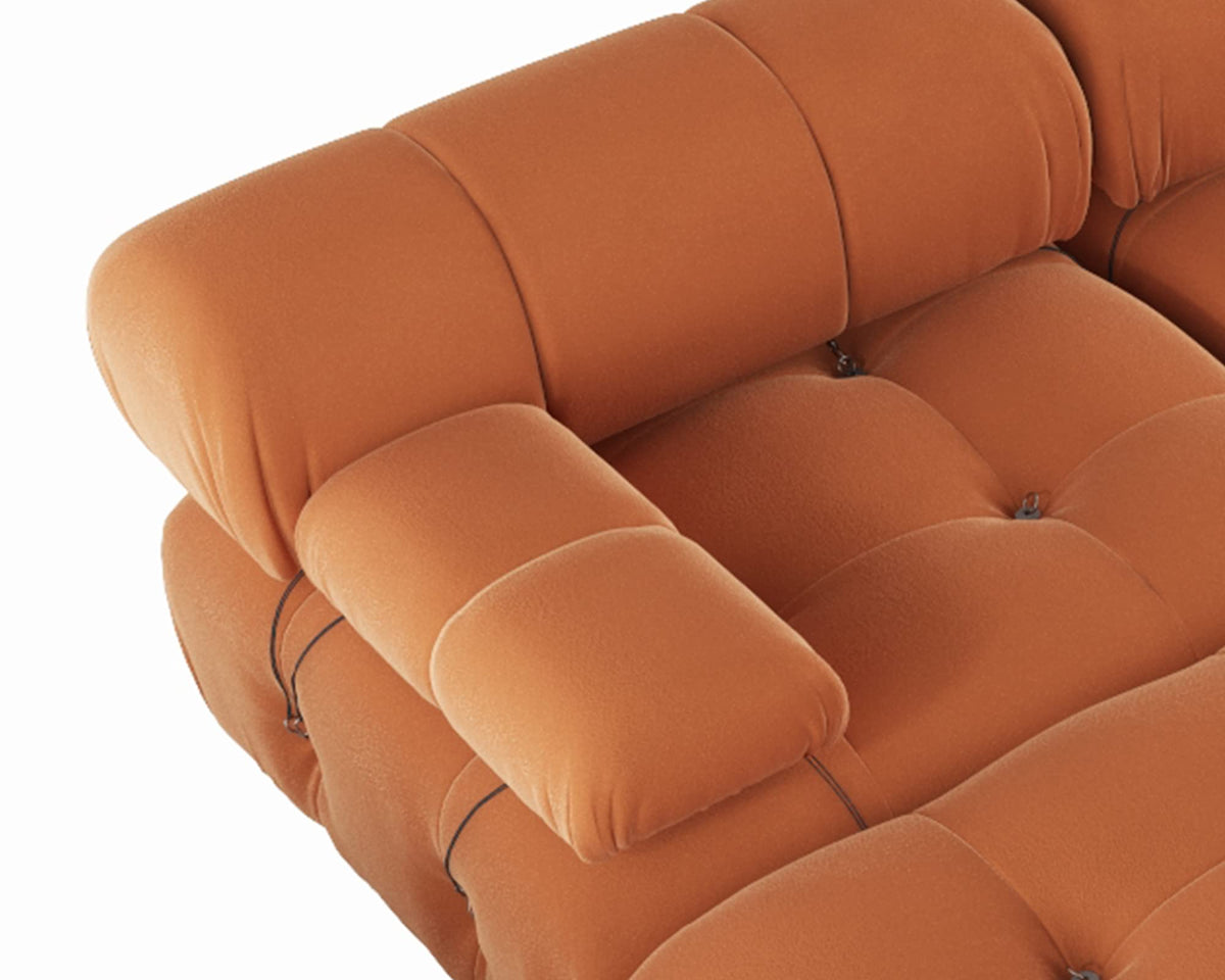 Orange Velvet L Shaped Sectional Sofa with Ottoman F975