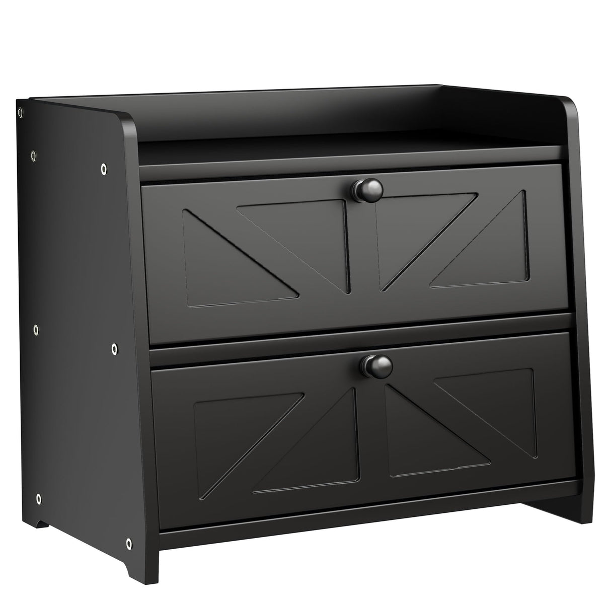 Black Double Layer Wooden Bread Box Y461863