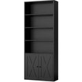 Black 6 Shelf Bookshelf with Doors H114