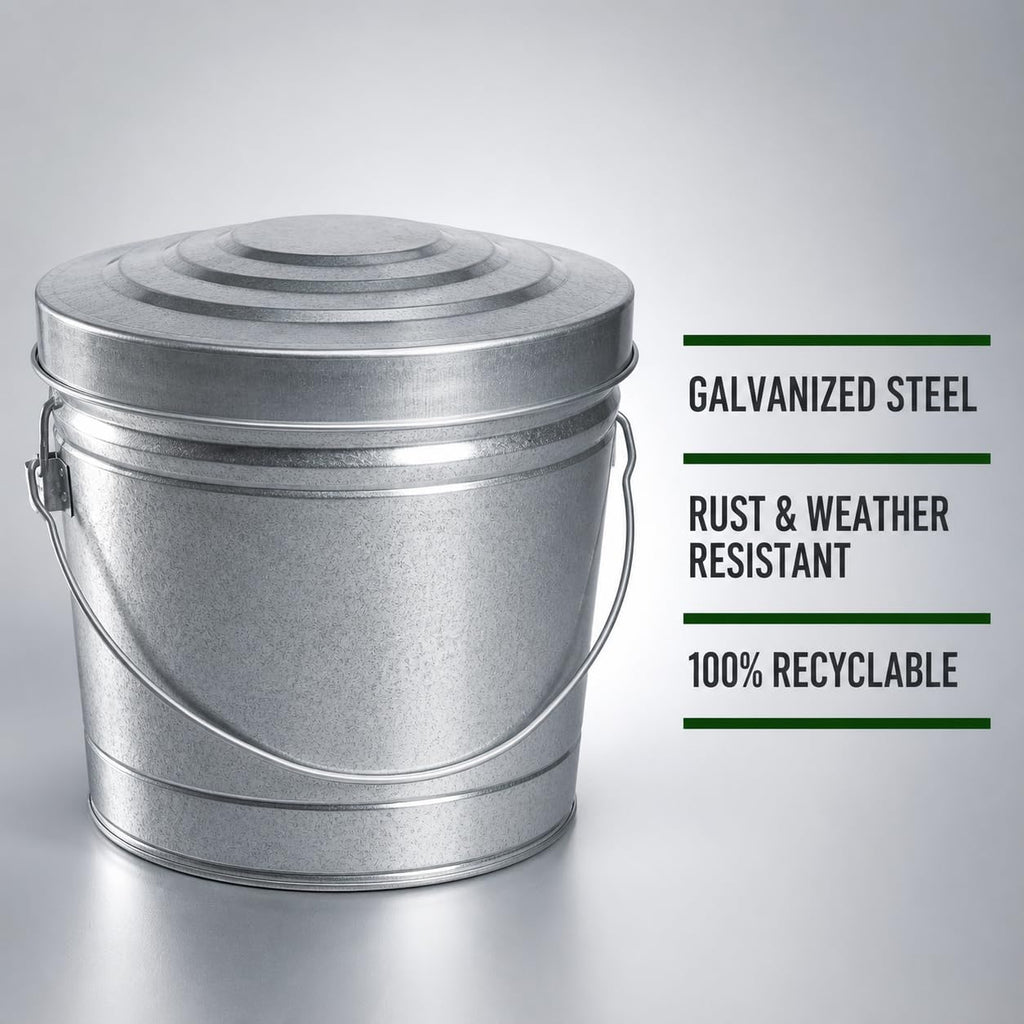 6 Gallon Galvanized Steel Can with Locking Lid I1265