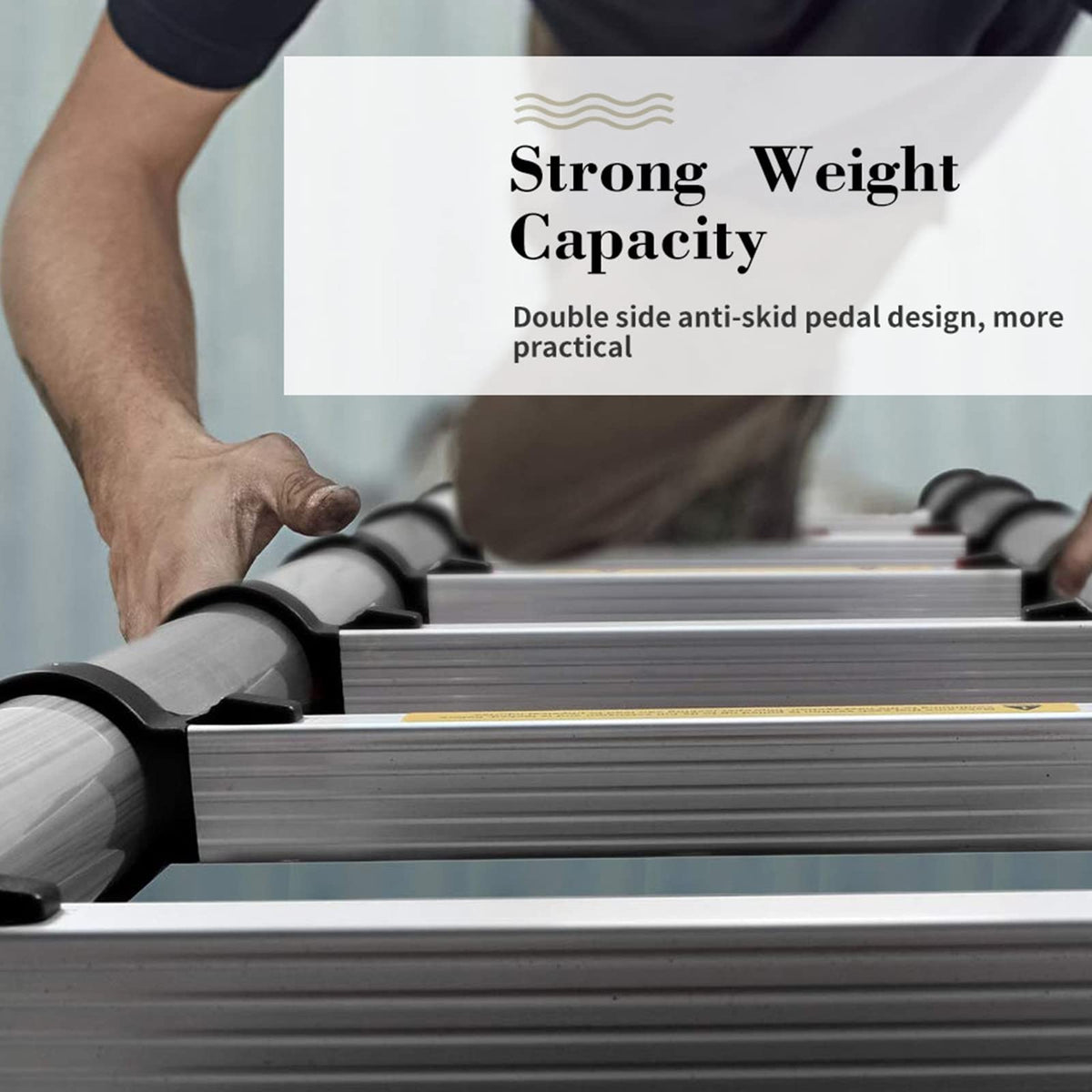 Aluminum Telescopic Extension Ladder 8.5ft-20.3ft Non-Slip V10627