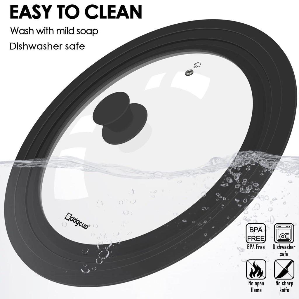 2 Pcs Universal Silicone Tempered Glass Pan Lids Dishwasher Safe E732