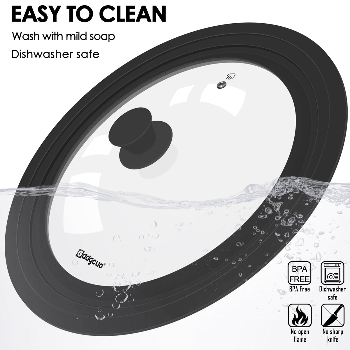 2 Pcs Universal Silicone Tempered Glass Pan Lids Dishwasher Safe E732
