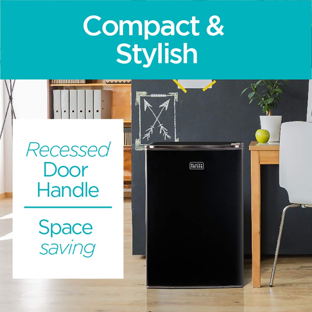 Compact Single Door Mini Fridge with Freezer, 2.5 Cubic Feet, Black & Single Serve K-Cup Pod Coffee Maker, Black R69740
