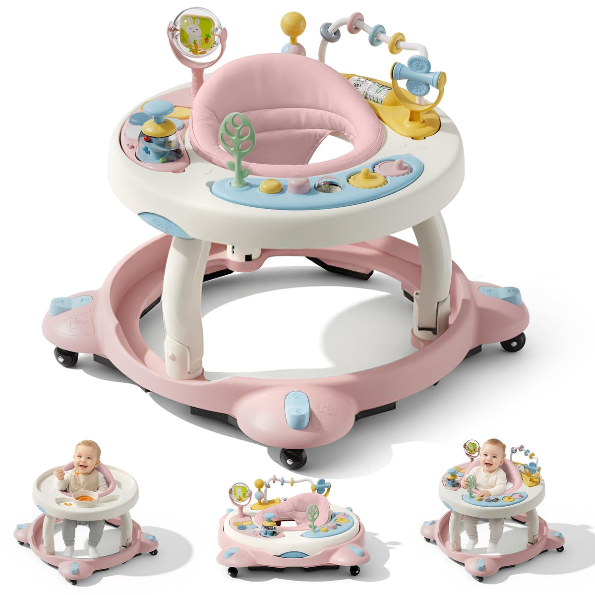 Foldable Baby Walker with Wheels and Rotating Seat P14568