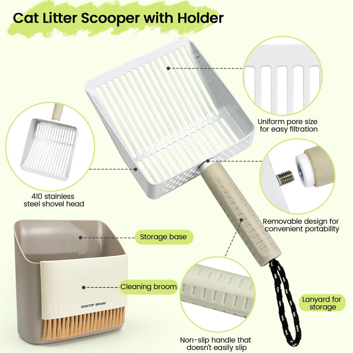 Stainless Steel Cat Litter Scoop with Holder M833117