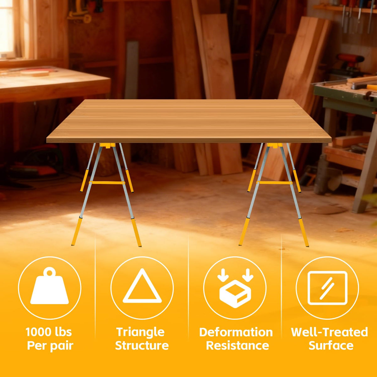 Adjustable Folding Steel Sawhorse 2 Pack P449561