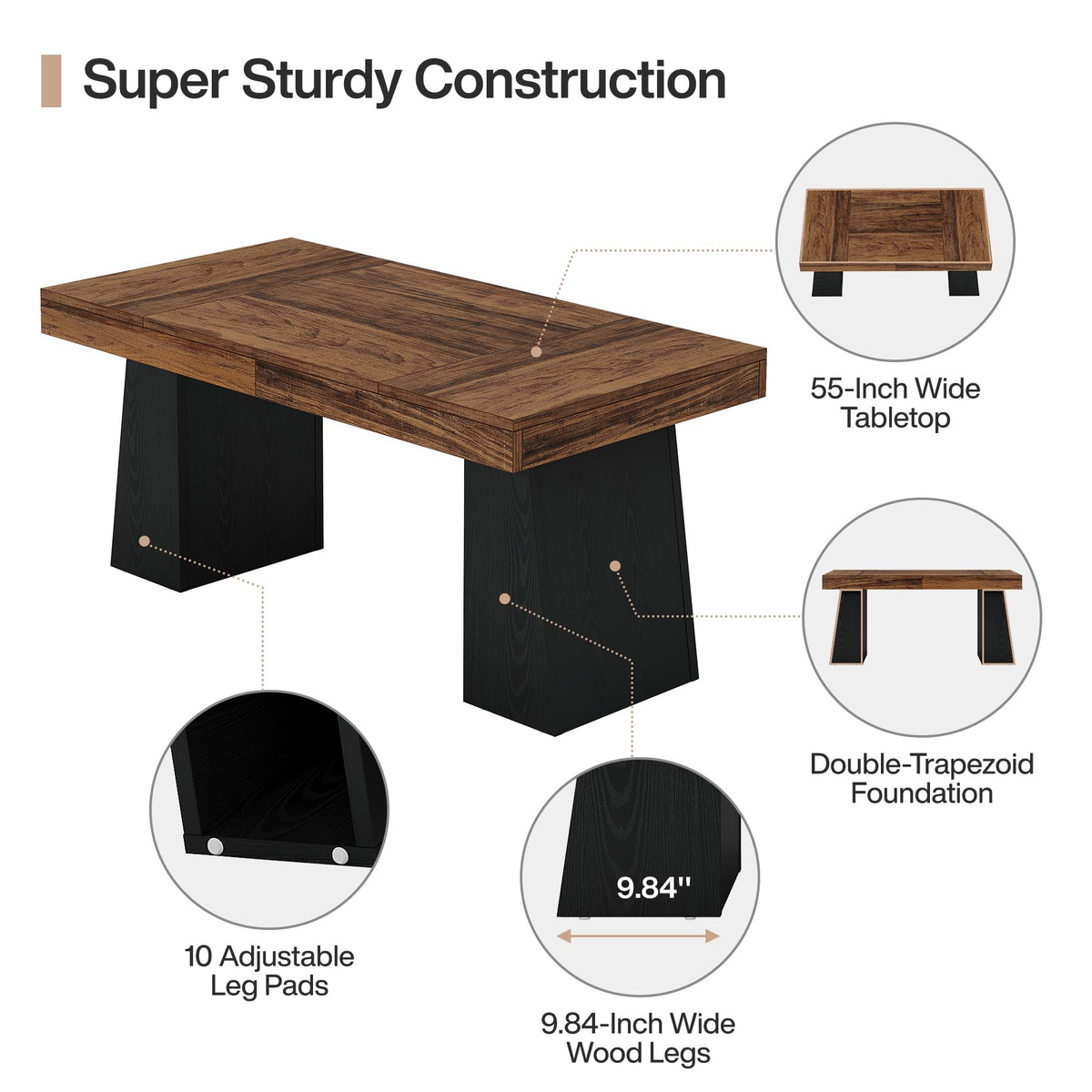 55" Wooden Office Desk with Double Pedestal X7441
