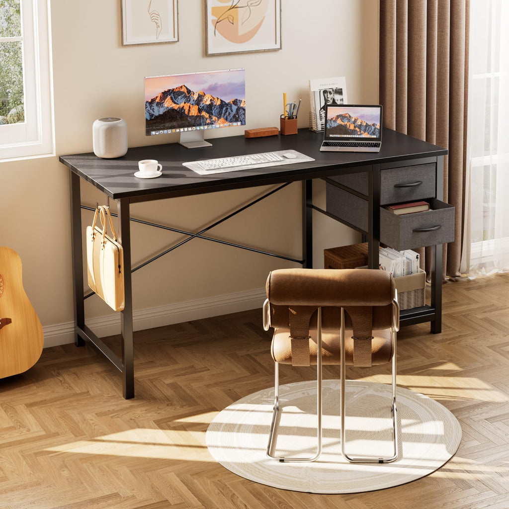 47 Inch Computer Desk with Drawers Black H18761