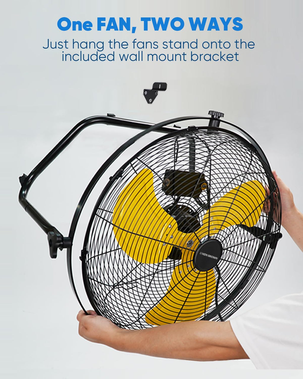 20 Inch Heavy Duty Industrial Metal Floor Fan with Dual 720° Rotation, 3 Speeds Y99275