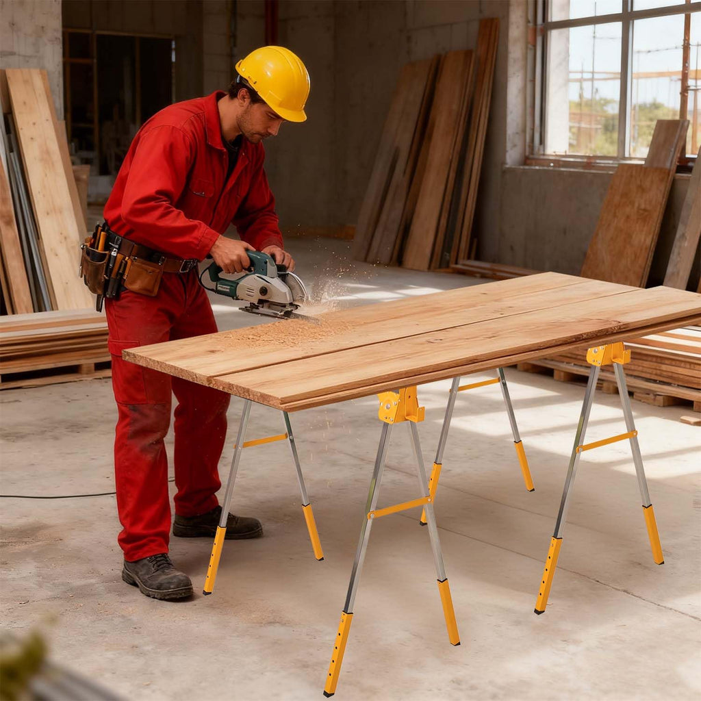 Adjustable Folding Steel Sawhorse 2 Pack P449561