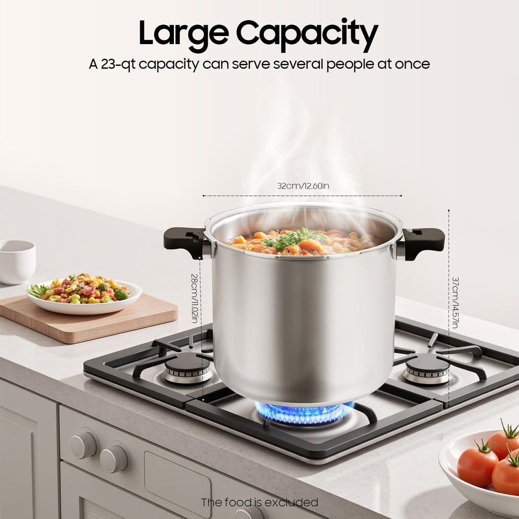 23 Quart Aluminum Pressure Cooker with Pressure Gauge & Release Valve K489877