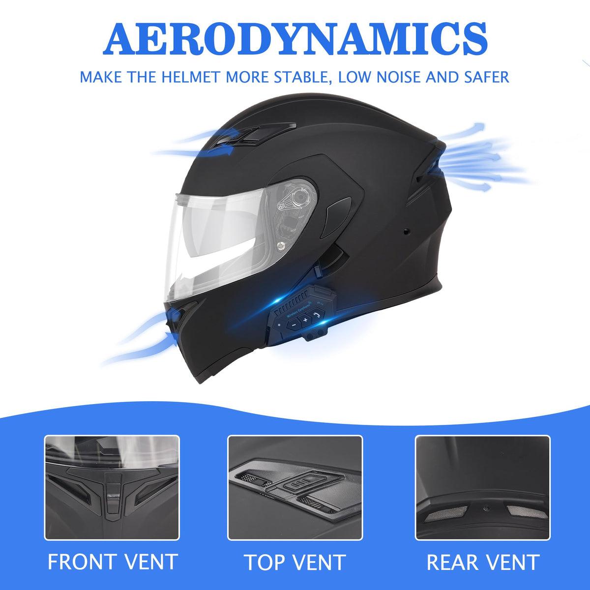 Bluetooth Modular Motorcycle Helmet DOT Approved Dual Visor V670