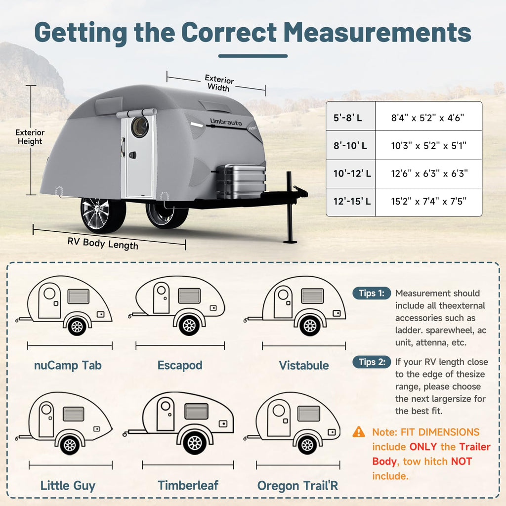 8'-10' 7 Layers Waterproof Travel Trailer Cover D78056