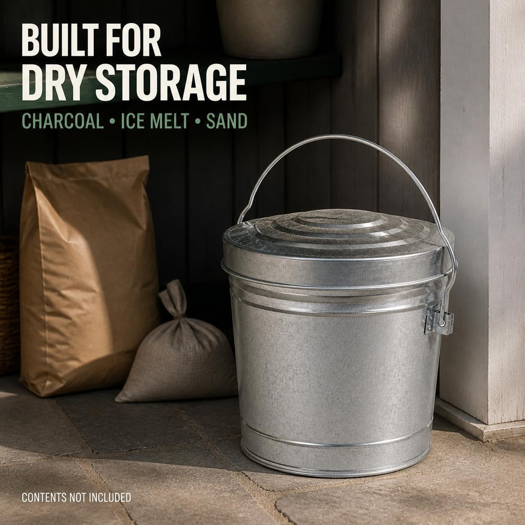 6 Gallon Galvanized Steel Can with Locking Lid I1265